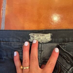 Freepeople stretch high waisted skinny jeans- faded green color